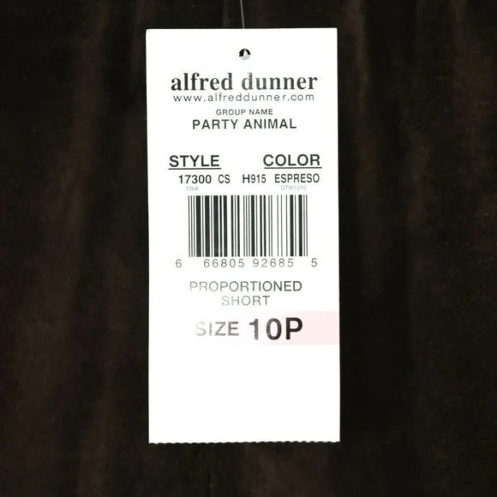 Alfred Dunner Velour Pants Brown Stretch Elastic Waist Petite 10 X 27‎ 10P